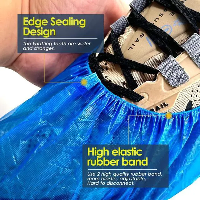 Alt view image 3 of 7 - Shoe Covers Disposable - 200 Pack (100 pairs) Premium Shoe & Boot Covers Non-slip Shoe Booties for Guest Repairman, Fits Up to US Men's 11 & US Women's 13