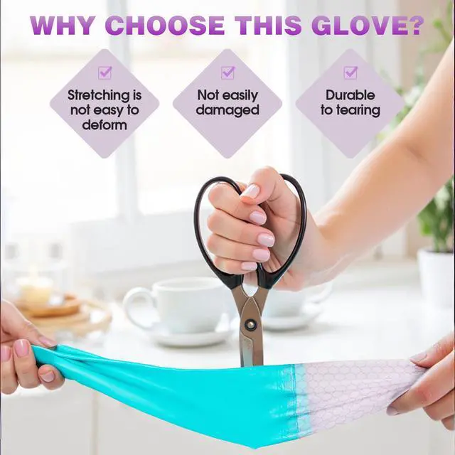 Alt view image 3 of 7 - Reusable Long Sleeve Dishwashing Cleaning Gloves with Latex Free,Cotton Lining,Kitchen Gloves 2 Pairs,Purple+Blue M