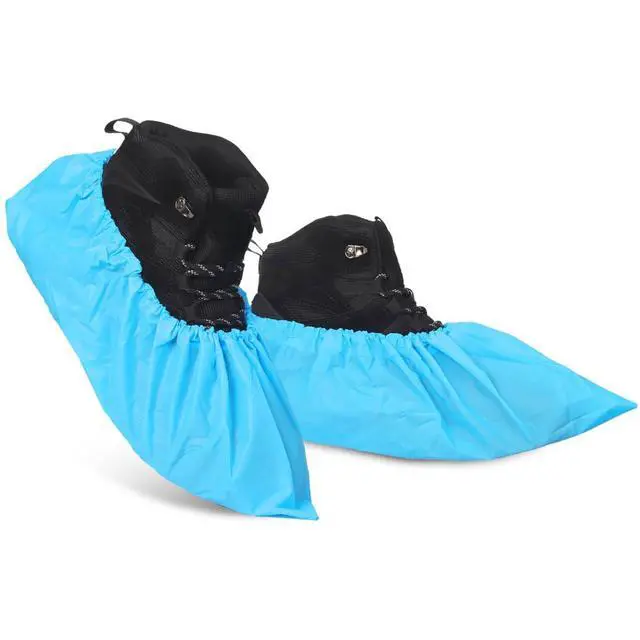 Alt view image 7 of 7 - Waterproof Disposable Shoe Covers 100 Pack CPE Non Slip for Rain Mud Snow