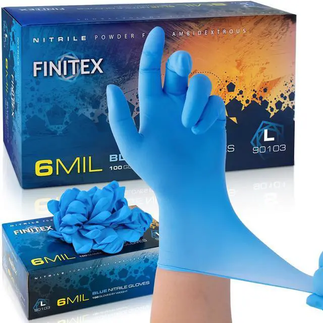 Main image of Disposable Blue Nitrile 6mil Latex-Free 100PCS Cooking Food Safe Gloves