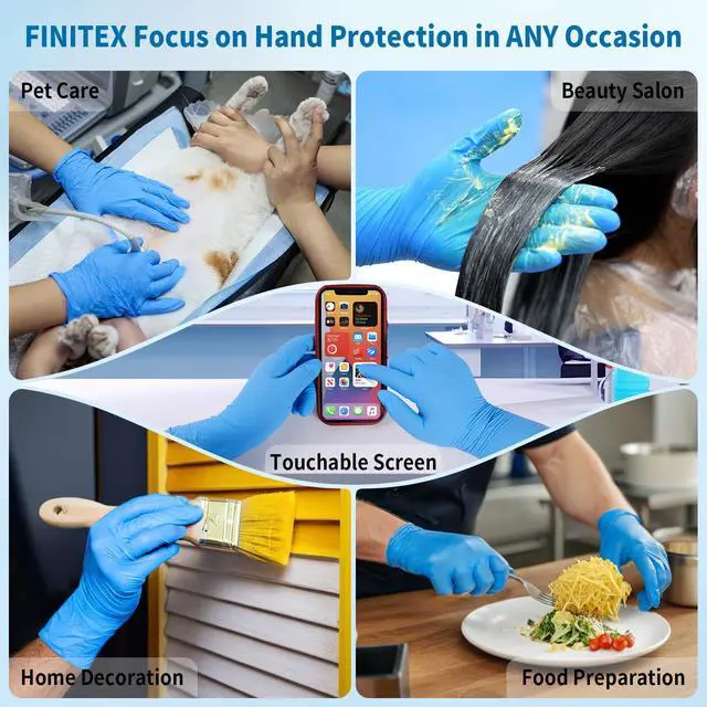 Alt view image 5 of 5 - Disposable Blue Nitrile 6mil Latex-Free 100PCS Cooking Food Safe Gloves