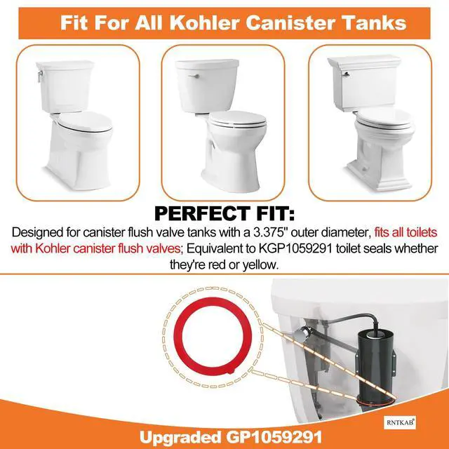 Alt view image 3 of 6 - Flush Valve Seal for Kohler, 2-Pack GP1059291 Silicone Replacement for Toilet - Upgraded Leak-Proof Gasket Seal Kit Compatible with Kohler Canister, K-GP1059291