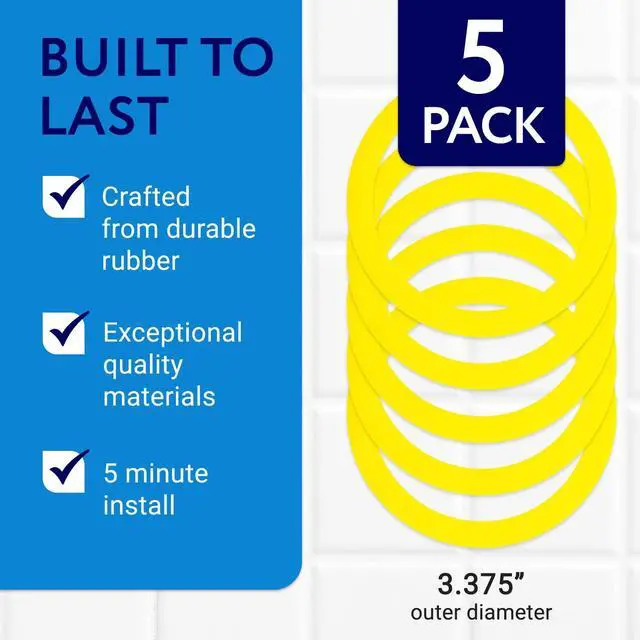Alt view image 3 of 6 - Flush Valve Seal - Durable Rubber & Toilet Gasket Kit - Quick 3-Minute Install & Gasket Replacement - Compatible with Kohler Toilet Tank GP1059291 & Flush Seal Ring - Pack of 5, Yellow