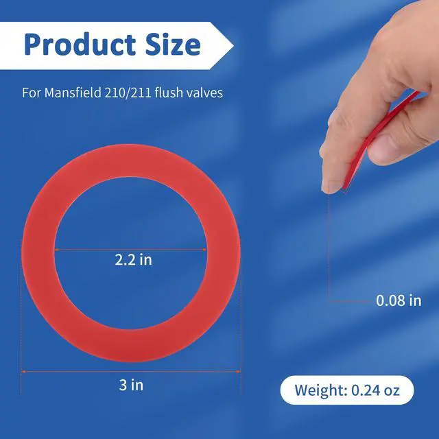 Alt view image 3 of 6 - Flush Valve Seal for Mansfield 210/211 Flush Valve, Upgraded Silicone Material Mansfield Toilet Replacement Parts 160, Toilet Gasket Equivalent to 630-0030, 3Pcs