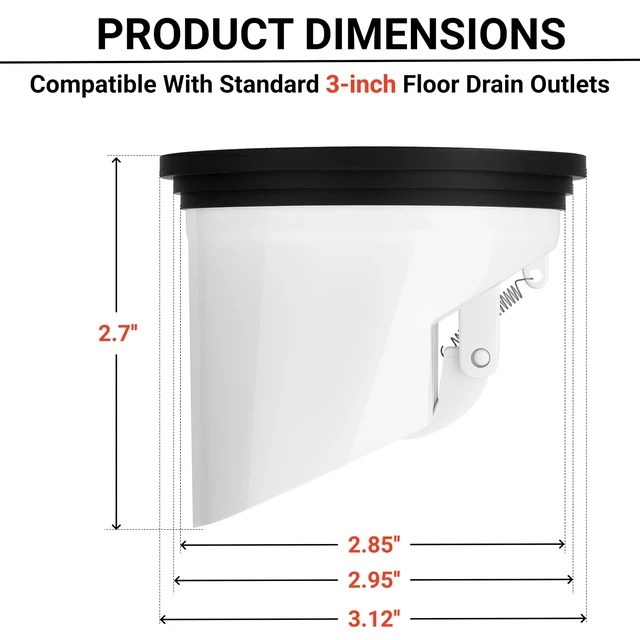 Alt view image 3 of 6 - Drain Seal for 3-Inch Floor Drains, Sewer Odor and Backflow Blocker | Anti-Clog 90-Degree Valve, 304 Stainless Steel Spring, Tool-Free Setup, Snug Rubber Gasket