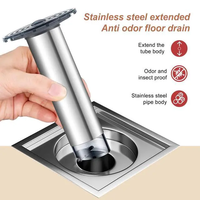 Alt view image 2 of 6 - Stainless Steel Extended Anti Odor Floor Drain,Prevent Odor Dispersion in Bathrooms,for Fixing a misaligned Leak in a Shower Drain Pipe.