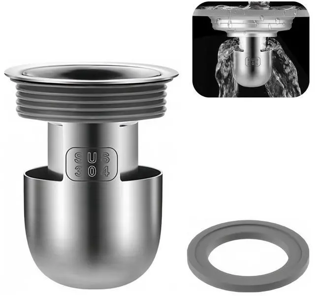 Main image of Shower Floor Drain Plug, Water Sealing, Mini Bottle Trap Design, 304 Stainless Steel Material, Anti- Odor Plugs for Bathroom (1, Depth 2.4'')