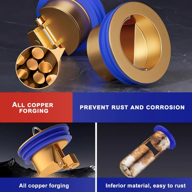 Alt view image 4 of 6 - 2 Pieces Shower Floor Drain Backflow Preventer Magnetic Levitation One Way Drain Valve Floor Drain Insert Drain Plug Brass Fast Drainage ShowerSuitable for Caliber 1.25"-1.65"(Silver)
