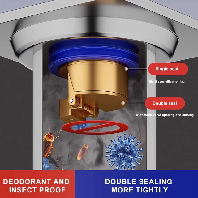 Alt view image 6 of 6 - 2 Pieces Shower Floor Drain Backflow Preventer Magnetic Levitation One Way Drain Valve Floor Drain Insert Drain Plug Brass Fast Drainage ShowerSuitable for Caliber 1.25"-1.65"(Silver)
