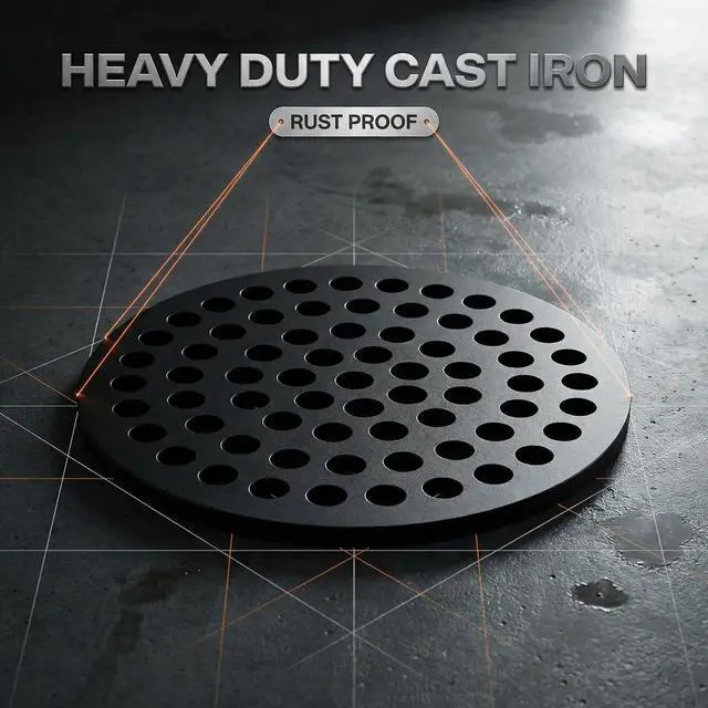 Alt view image 2 of 7 - 5.5 Inches Cast Iron Drain Cover, Heavy Duty Rust Proof Floor Drain Grate