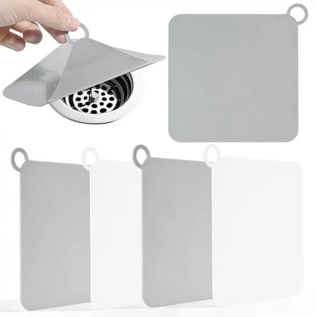 Main image of 4-Pack Silicone Floor Drain Covers, 6x6 Inch Anti-Odor Mats Deodorizing Plugs, Universal Flat Drain Cover for Shower Tub Stopper, Kitchen, Laundry, Bathroom