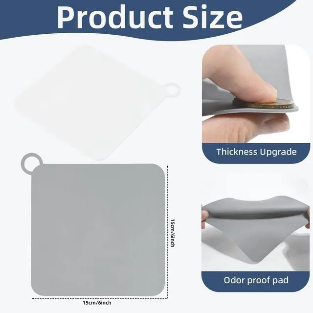 Alt view image 3 of 7 - 4-Pack Silicone Floor Drain Covers, 6x6 Inch Anti-Odor Mats Deodorizing Plugs, Universal Flat Drain Cover for Shower Tub Stopper, Kitchen, Laundry, Bathroom