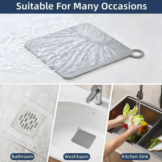 Alt view image 2 of 7 - 4-Pack Silicone Floor Drain Covers, 6x6 Inch Anti-Odor Mats Deodorizing Plugs, Universal Flat Drain Cover for Shower Tub Stopper, Kitchen, Laundry, Bathroom