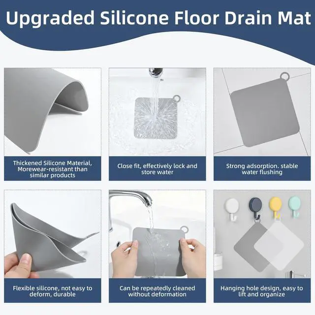 Alt view image 5 of 7 - 4-Pack Silicone Floor Drain Covers, 6x6 Inch Anti-Odor Mats Deodorizing Plugs, Universal Flat Drain Cover for Shower Tub Stopper, Kitchen, Laundry, Bathroom