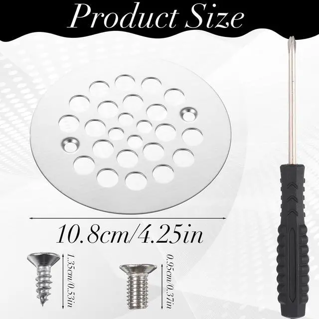 Alt view image 2 of 7 - 4-1/4 OD Shower Drain Cover Replacement Round Screw-in Floor Drain Screen Strainer with Screws