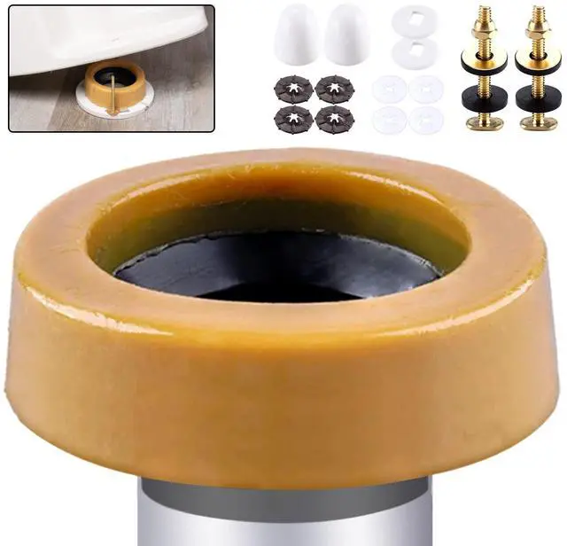 Main image of Extra Thick Toilet Wax Ring Kit Include Closet Bolts, Bolt Caps, Thick Flange and Retainer Washers, Fits 3 Inch and 4 Inch Waste Lines for Toilet Gas Odor and Watertight Sealing