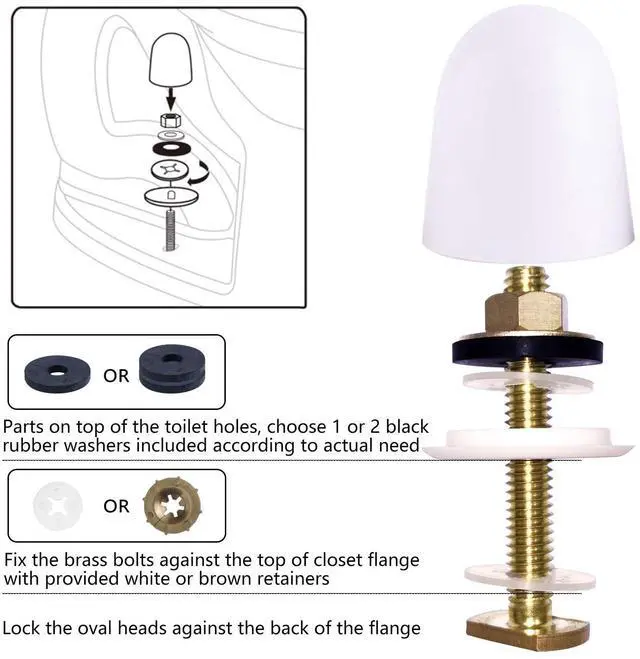 Alt view image 7 of 7 - Extra Thick Toilet Wax Ring Kit Include Closet Bolts, Bolt Caps, Thick Flange and Retainer Washers, Fits 3 Inch and 4 Inch Waste Lines for Toilet Gas Odor and Watertight Sealing