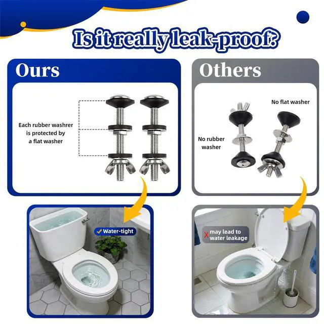 Alt view image 5 of 7 - Universal Toilet Tank Bolts & Rubber Gaskets