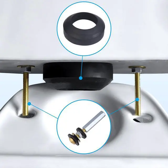 Alt view image 2 of 6 - Toilet Tank to Bowl Gasket Kit with 3 Sets of 304 Stainless Steel Bolts, Includes 2-Inch & 3-Inch Toilet Seal Gaskets, Universal Repair Kit for 2-Piece Toilets, Leak Fix Kit