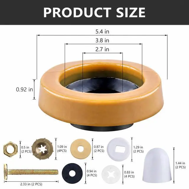 Alt view image 2 of 7 - Toilet Bowl Wax Ring Kit with Flange Bolts, Fits 3 or 4 Inch Lines