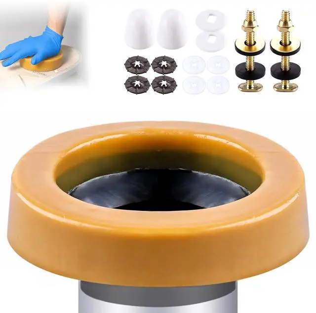 Main image of Toilet Bowl Wax Ring Kit with Flange Bolts, Fits 3 or 4 Inch Lines
