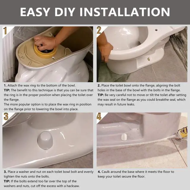 Alt view image 7 of 7 - Toilet Bowl Wax Ring Kit with Flange Bolts, Fits 3 or 4 Inch Lines
