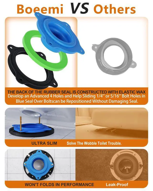 Alt view image 7 of 7 - Elastic Wax Ring Toilet Seal, No Mess Gasket Replacement Repair Kit Install
