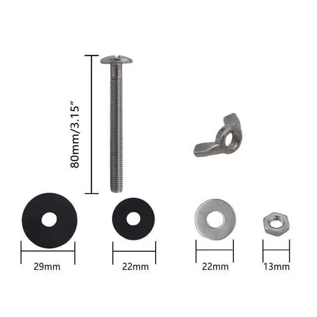 Alt view image 5 of 6 - Universal Toilet Tank To Bowl Gasket,2 Kind Gasket and 2 Sets 5/16*3.15 inch Stainless Steel Heavy Duty Rustproof Bolt Hardware Kit,Fits Most 2-Inch and 3-Inch flush valve opening 2-Piece Toilet Tanks
