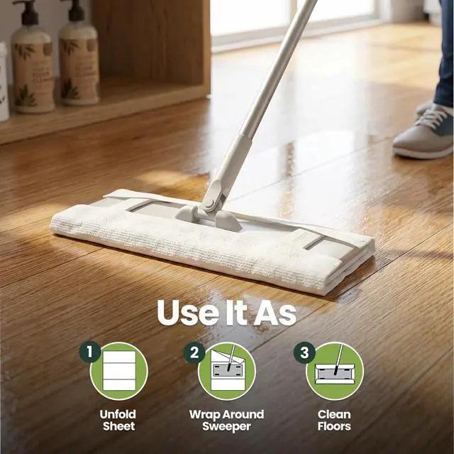 Alt view image 5 of 6 - Bamboo Floor Wipes|20 Wipes|Natural Bamboo Rayon|Soft and Durable|Works on Wood,Laminate,Tile|Compatible with Most Floor Cleaning Tools|Environmentally Friendly Product|Single