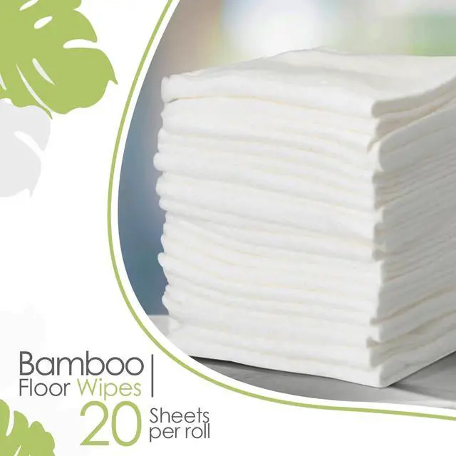 Alt view image 6 of 6 - Bamboo Floor Wipes|20 Wipes|Natural Bamboo Rayon|Soft and Durable|Works on Wood,Laminate,Tile|Compatible with Most Floor Cleaning Tools|Environmentally Friendly Product|Single