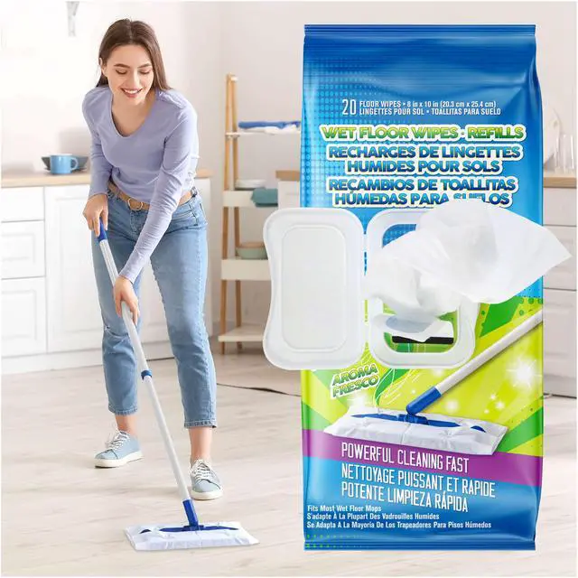 Alt view image 4 of 5 - Wet Floor Wipes, Multi Surface Floor Cleaner Wet Mop Pads Fit Swiffer Sweeper Mop, Fresh Scent & Plant-Based Textured Cloth Trap Absorb Dirt, 20 Count (Pack of 1)