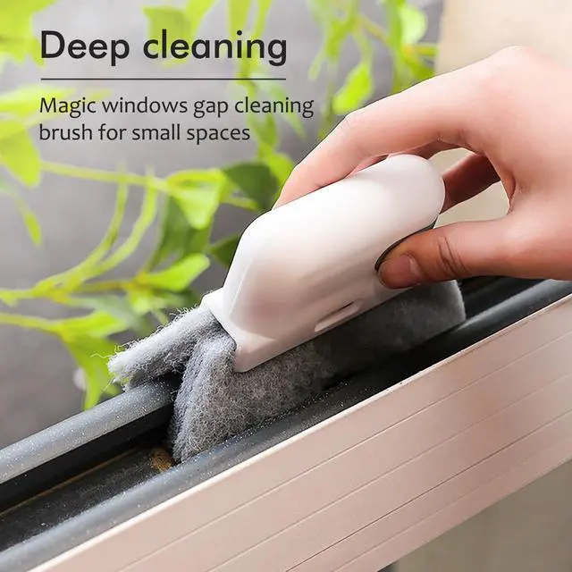 Alt view image 3 of 4 - 2pcs Window Cleaning Brush,Multifucation Groove Cleaning Brush for Household Use, 3-in-1 Window Sliding Door Track Cleaner, Sill, Tile Lines, Shutter, Car Vents, Keyboard, Small Spaces Clean Kit