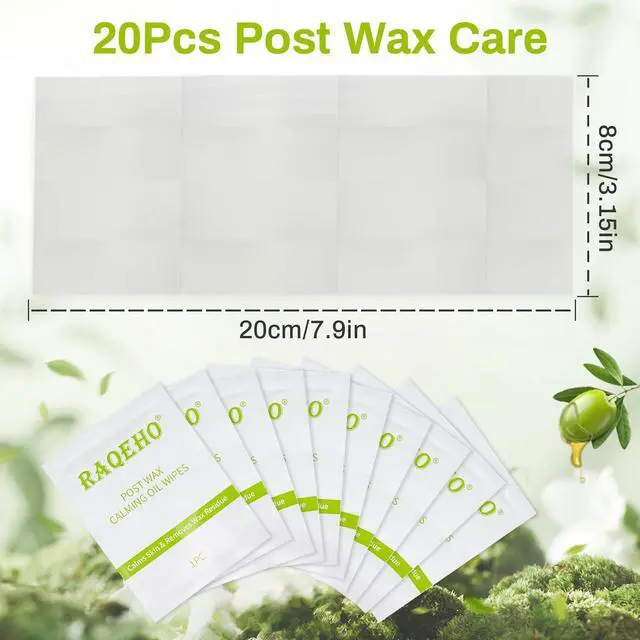 Alt view image 2 of 7 - 20PCS Post Wax Wipes - After Waxing Calming Oil Wipes Post Wax Care for Body Facial Waxing Remover Aftercare Product for Hair Removal After Wax Care Remove Residue Waxing Aftercare Supplies