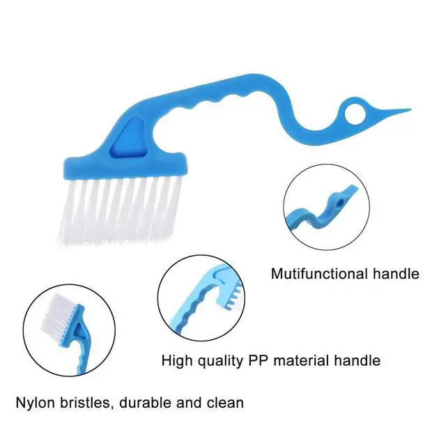 Alt view image 4 of 5 - 2pcs Hand-held Groove Gap Cleaning Tools Door Window Track Kitchen Cleaning Brushes (Sky Blue)