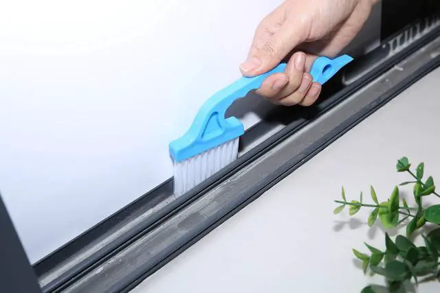 Alt view image 2 of 5 - 2pcs Hand-held Groove Gap Cleaning Tools Door Window Track Kitchen Cleaning Brushes (Sky Blue)