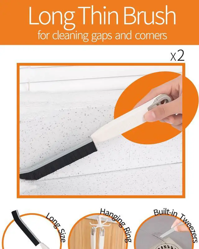 Alt view image 2 of 4 - Window Sill Cleaner Tool - Hard Bristle Crevice Cleaning Brush, Multifunctional Gap Scrub Brush, Window, Home Essentials, Bathroom Cleaner Tools for Household Use, Kitchen - 8PCS