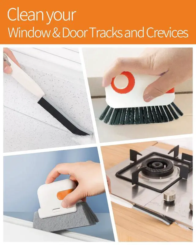 Alt view image 3 of 4 - Window Sill Cleaner Tool - Hard Bristle Crevice Cleaning Brush, Multifunctional Gap Scrub Brush, Window, Home Essentials, Bathroom Cleaner Tools for Household Use, Kitchen - 8PCS