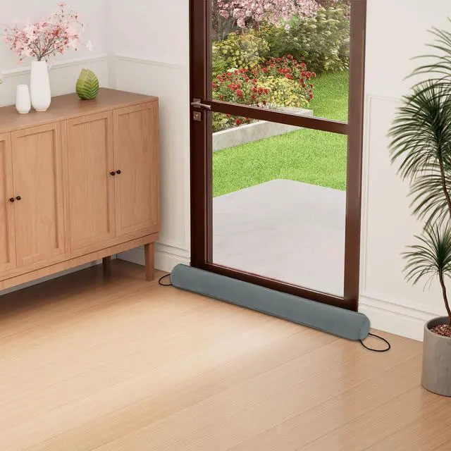 Alt view image 2 of 7 - 36 Inch Door Draft Stopper, Blocks Hot Cold Air with Removable Washable Cover, Gaps Up to 3 Inch, All-Season Noise and Wind Seal, Under Draft Stopper for Bottom of Door Window, Grey
