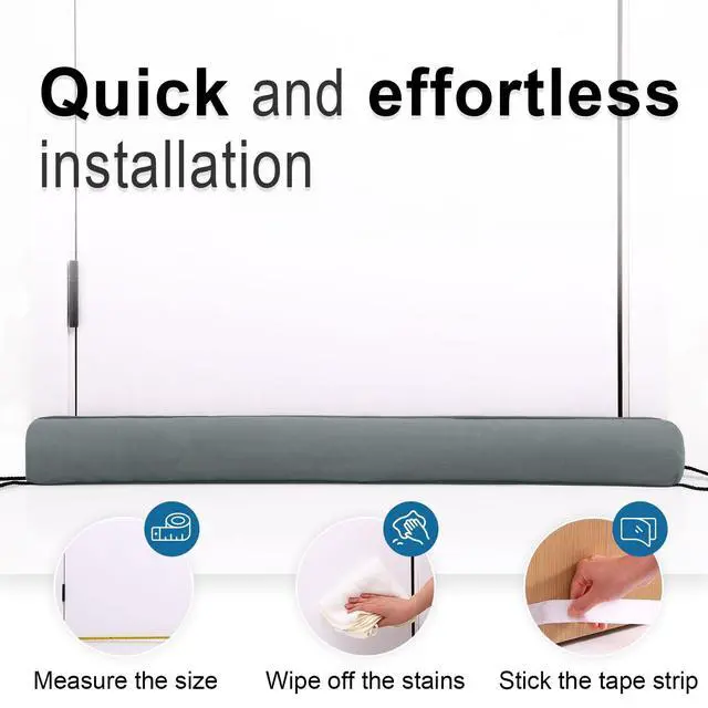 Alt view image 5 of 7 - 36 Inch Door Draft Stopper, Blocks Hot Cold Air with Removable Washable Cover, Gaps Up to 3 Inch, All-Season Noise and Wind Seal, Under Draft Stopper for Bottom of Door Window, Grey