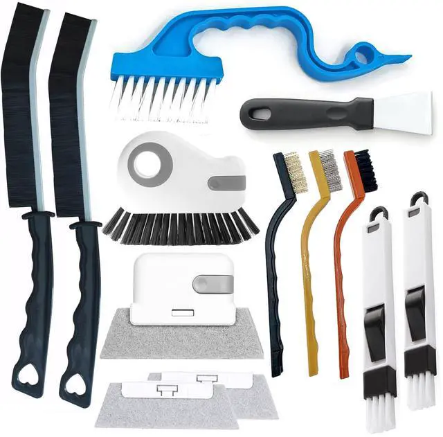 Main image of 13Pcs Crevice Cleaning Brush Set, Window Groove Cleaning Brush Kit Hard Bristle for Sliding Door, Sill, Tile Lines, Shutter, Corner, Grout, Sink