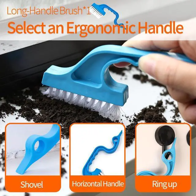 Alt view image 5 of 7 - 13Pcs Crevice Cleaning Brush Set, Window Groove Cleaning Brush Kit Hard Bristle for Sliding Door, Sill, Tile Lines, Shutter, Corner, Grout, Sink
