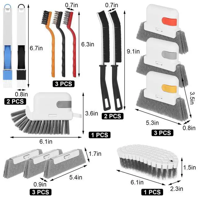 Alt view image 2 of 7 - 15 Pcs Window Groove Cleaning Brush Tool, Door Window Track Cleaner Groove Gap Cleaning Tools Crevice Cleaning Brush Gap Scrub Brush for Shutter Sliding Door Keyboard Tile Lines Sill Car Vents