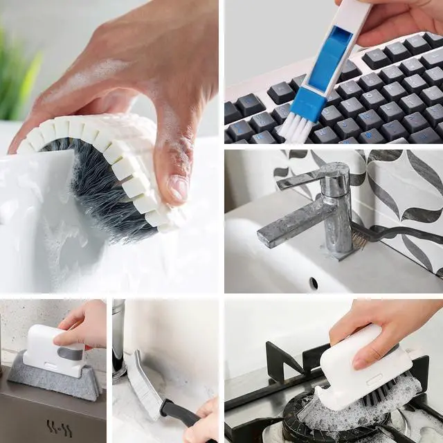 Alt view image 6 of 7 - 15 Pcs Window Groove Cleaning Brush Tool, Door Window Track Cleaner Groove Gap Cleaning Tools Crevice Cleaning Brush Gap Scrub Brush for Shutter Sliding Door Keyboard Tile Lines Sill Car Vents