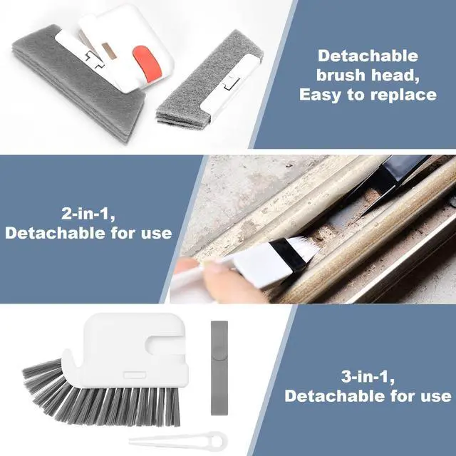 Alt view image 4 of 7 - 15 Pcs Window Groove Cleaning Brush Tool, Door Window Track Cleaner Groove Gap Cleaning Tools Crevice Cleaning Brush Gap Scrub Brush for Shutter Sliding Door Keyboard Tile Lines Sill Car Vents