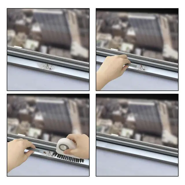 Alt view image 5 of 7 - 2pcs 2 in 1 Groove Crevice Cleaning Brush Window Track Cleaning Tools,Multifunction Grout Cleaner Tool Crevice Cleaning Brush with Hidden Scraper for Sliding Door Track,Window Sill,Window Seal