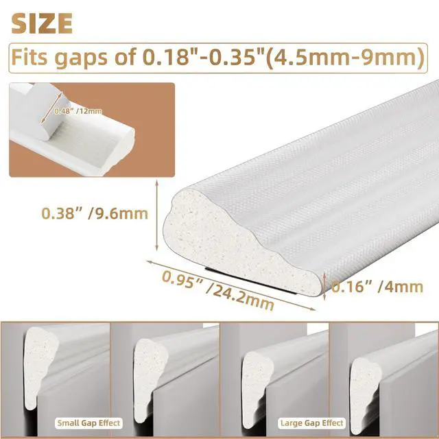 Alt view image 2 of 7 - 118 Wedge-Shape Foam Window Weather Stripping Door Seal Strip,Soundproofing Frame Winter Insulation Tape for Exterior Front Door,Noise Cancelling Window Inserts,Door Gap Filler Light Blocker,White
