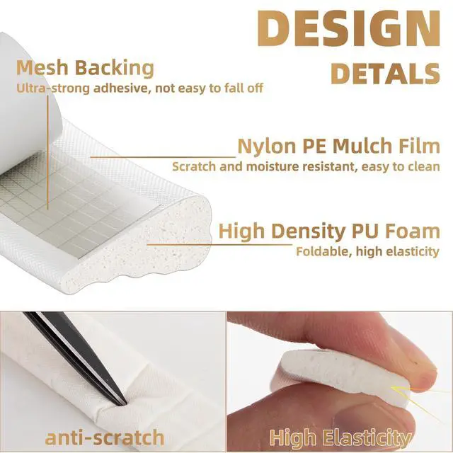Alt view image 3 of 7 - 118 Wedge-Shape Foam Window Weather Stripping Door Seal Strip,Soundproofing Frame Winter Insulation Tape for Exterior Front Door,Noise Cancelling Window Inserts,Door Gap Filler Light Blocker,White