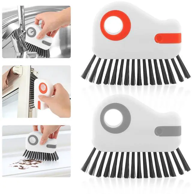 Main image of 2Pcs 2 in 1 Groove Cleaning Brush, Window Track Cleaning Tools with Hidden Scraper, Multifunctional Hard Bristle Grip Brush for Sliding Door Track, Window Sill