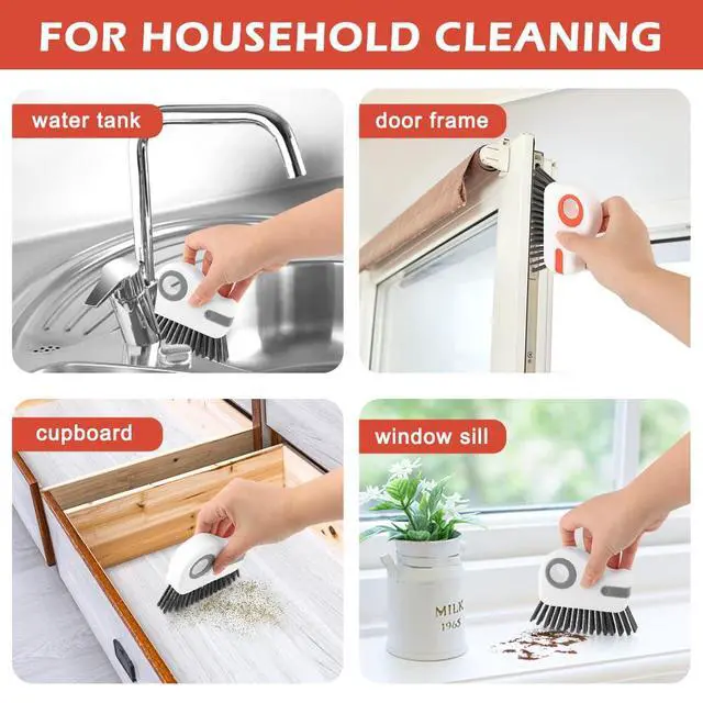 Alt view image 7 of 7 - 2Pcs 2 in 1 Groove Cleaning Brush, Window Track Cleaning Tools with Hidden Scraper, Multifunctional Hard Bristle Grip Brush for Sliding Door Track, Window Sill
