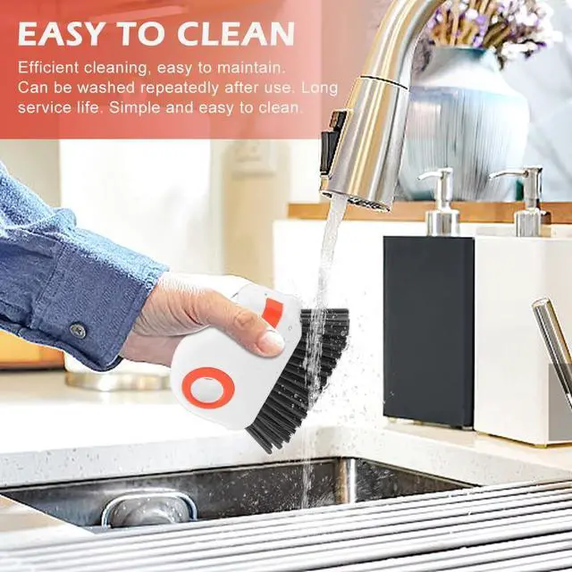 Alt view image 6 of 7 - 2Pcs 2 in 1 Groove Cleaning Brush, Window Track Cleaning Tools with Hidden Scraper, Multifunctional Hard Bristle Grip Brush for Sliding Door Track, Window Sill